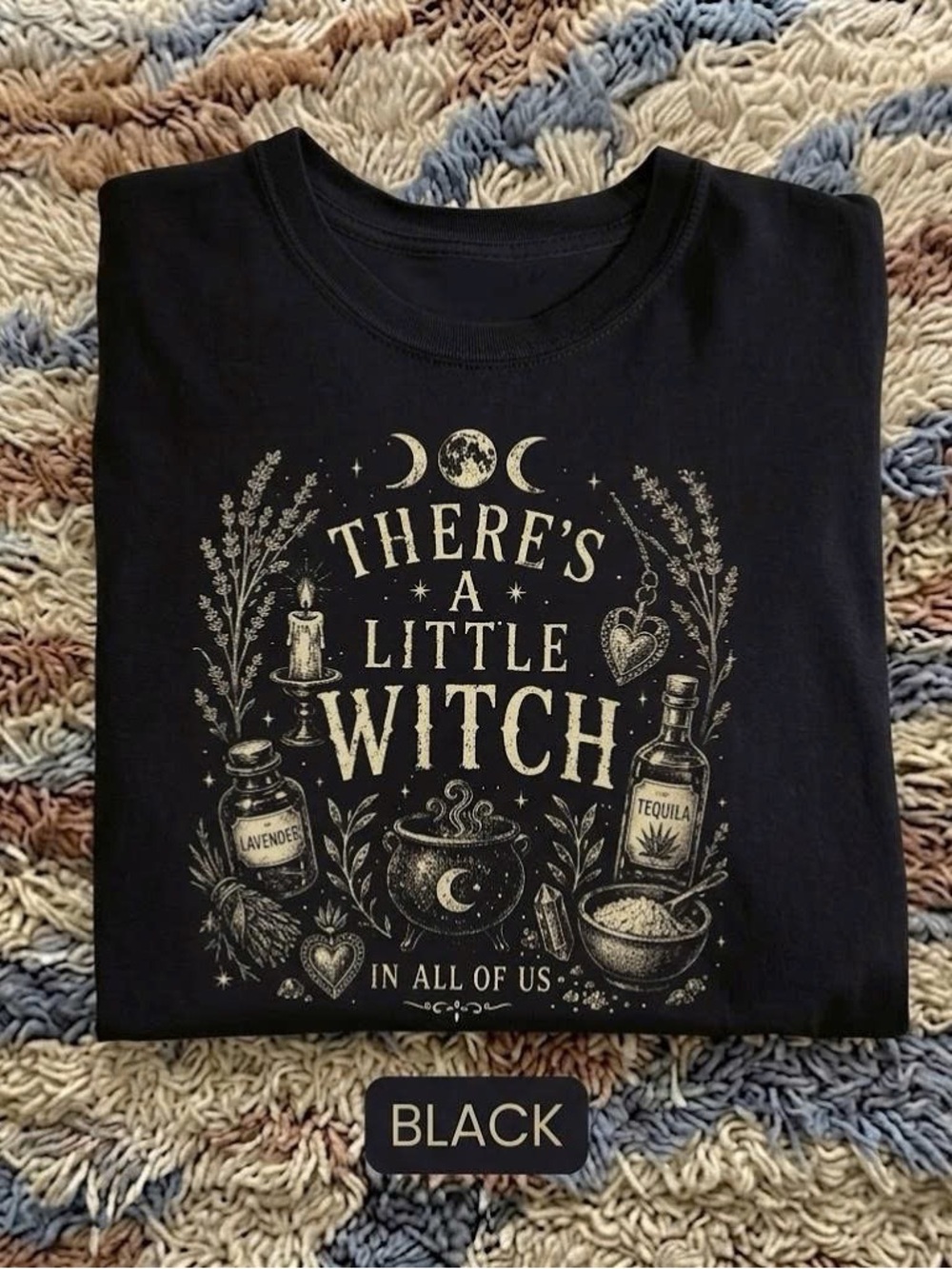 Vintage Black 'There's a Little Witch' Graphic Tee
